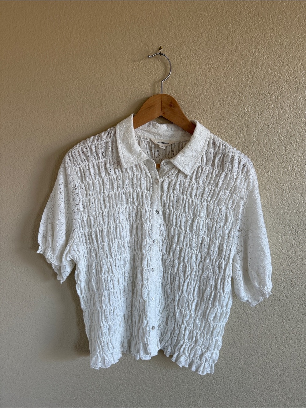 White Lucky Brand Button-Up Shirt